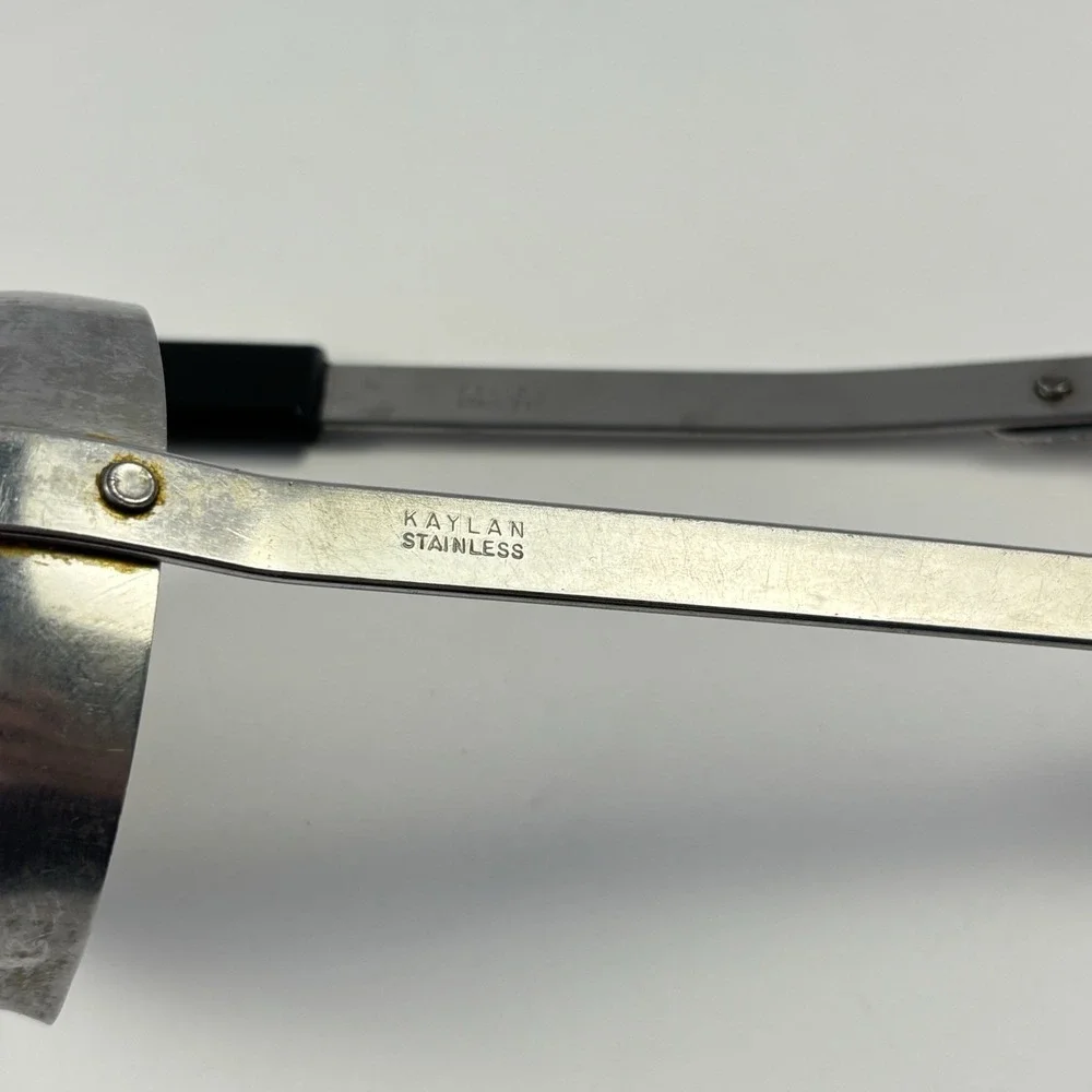 Kaylan Stainless Steel Black‎ Handle Meat Fork And White Handle Ladle Retro